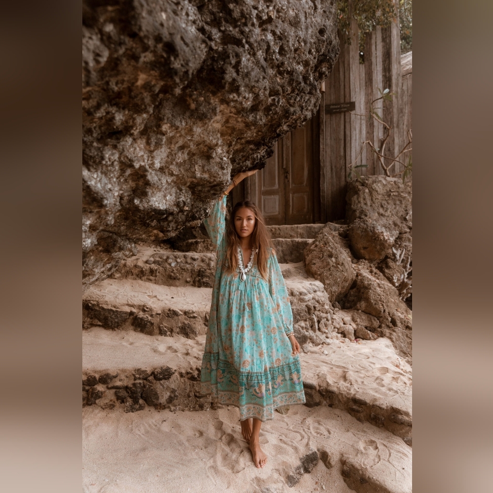 Spell And The Gypsy  Seashell Mermaid Boho Midi Dress Lined - Picture 2 of 16